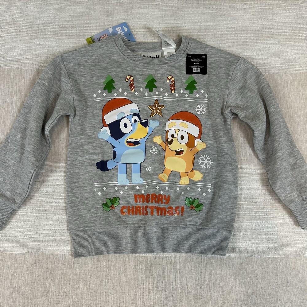 NWT Bluey‎ & Bingo Unisex Kids Size XS Christmas Crewneck Sweatshirt NEW X Small